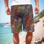 Bohemian Indian Box Pattern Print Men's Cargo Shorts