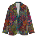 Bohemian Indian Box Pattern Print Men's Cotton Blazer