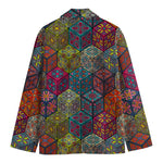 Bohemian Indian Box Pattern Print Men's Cotton Blazer