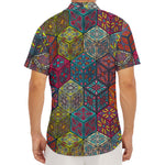 Bohemian Indian Box Pattern Print Men's Deep V-Neck Shirt