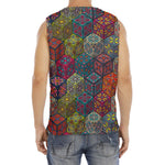 Bohemian Indian Box Pattern Print Men's Fitness Tank Top