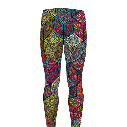Bohemian Indian Box Pattern Print Men's leggings