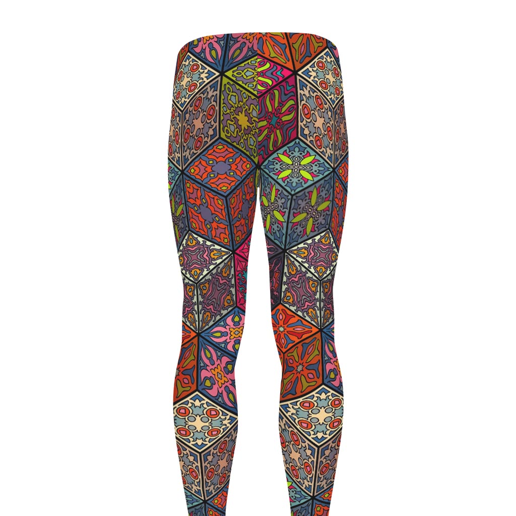 Bohemian Indian Box Pattern Print Men's leggings