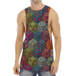 Bohemian Indian Box Pattern Print Men's Muscle Tank Top