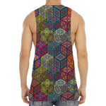 Bohemian Indian Box Pattern Print Men's Muscle Tank Top