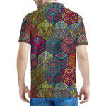 Bohemian Indian Box Pattern Print Men's Polo Shirt