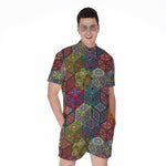 Bohemian Indian Box Pattern Print Men's Rompers