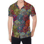 Bohemian Indian Box Pattern Print Men's Shirt