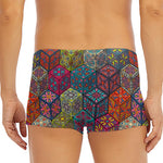 Bohemian Indian Box Pattern Print Men's Short Boxer Briefs
