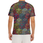 Bohemian Indian Box Pattern Print Men's Short Sleeve Rash Guard
