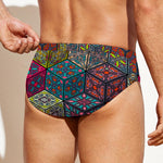 Bohemian Indian Box Pattern Print Men's Swim Briefs