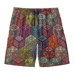 Bohemian Indian Box Pattern Print Men's Swim Trunks