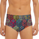 Bohemian Indian Box Pattern Print Men's Triangle Swim Briefs