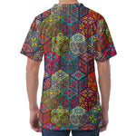 Bohemian Indian Box Pattern Print Men's Velvet T-Shirt