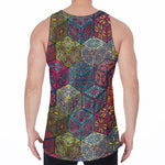 Bohemian Indian Box Pattern Print Men's Velvet Tank Top