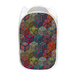 Bohemian Indian Box Pattern Print Mesh Laundry Hamper
