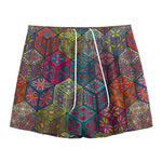 Bohemian Indian Box Pattern Print Mesh Shorts
