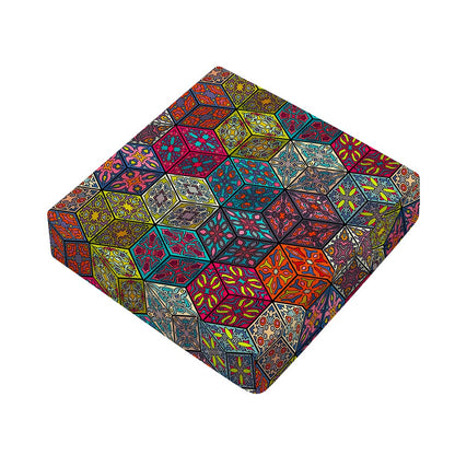 Bohemian Indian Box Pattern Print Outdoor Seat Cushion Cover