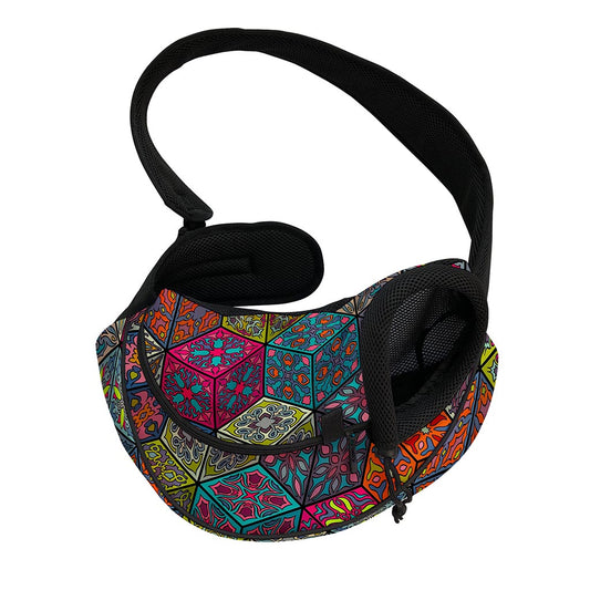 Bohemian Indian Box Pattern Print Pet Sling Carrier