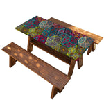 Bohemian Indian Box Pattern Print Picnic Table Cover