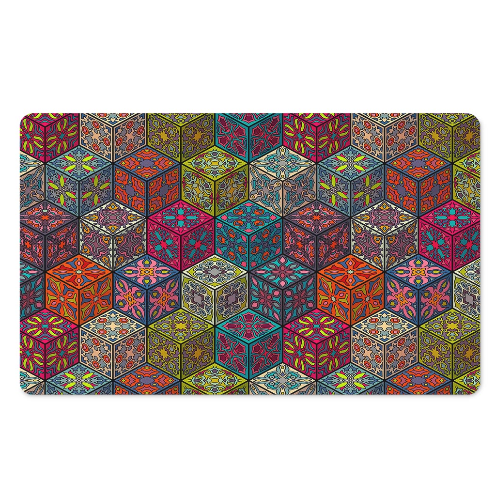 Bohemian Indian Box Pattern Print Polyester Doormat
