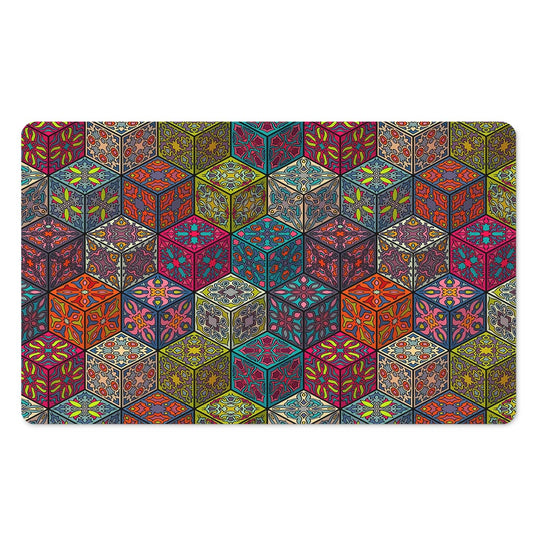 Bohemian Indian Box Pattern Print Polyester Doormat