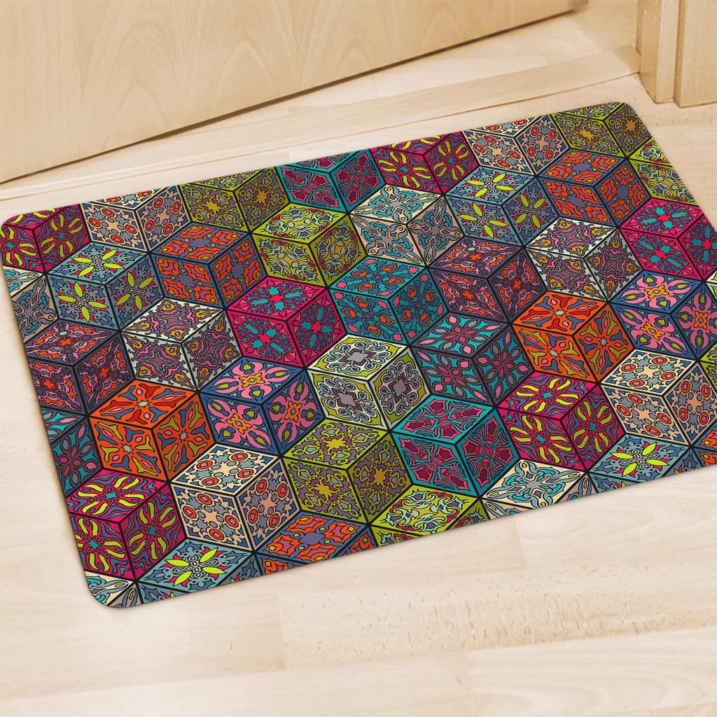 Bohemian Indian Box Pattern Print Polyester Doormat