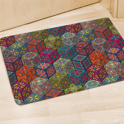 Bohemian Indian Box Pattern Print Polyester Doormat