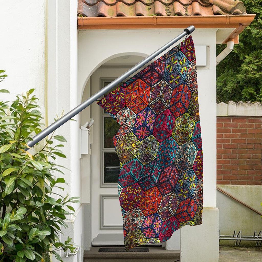 Bohemian Indian Box Pattern Print Polyester Flag
