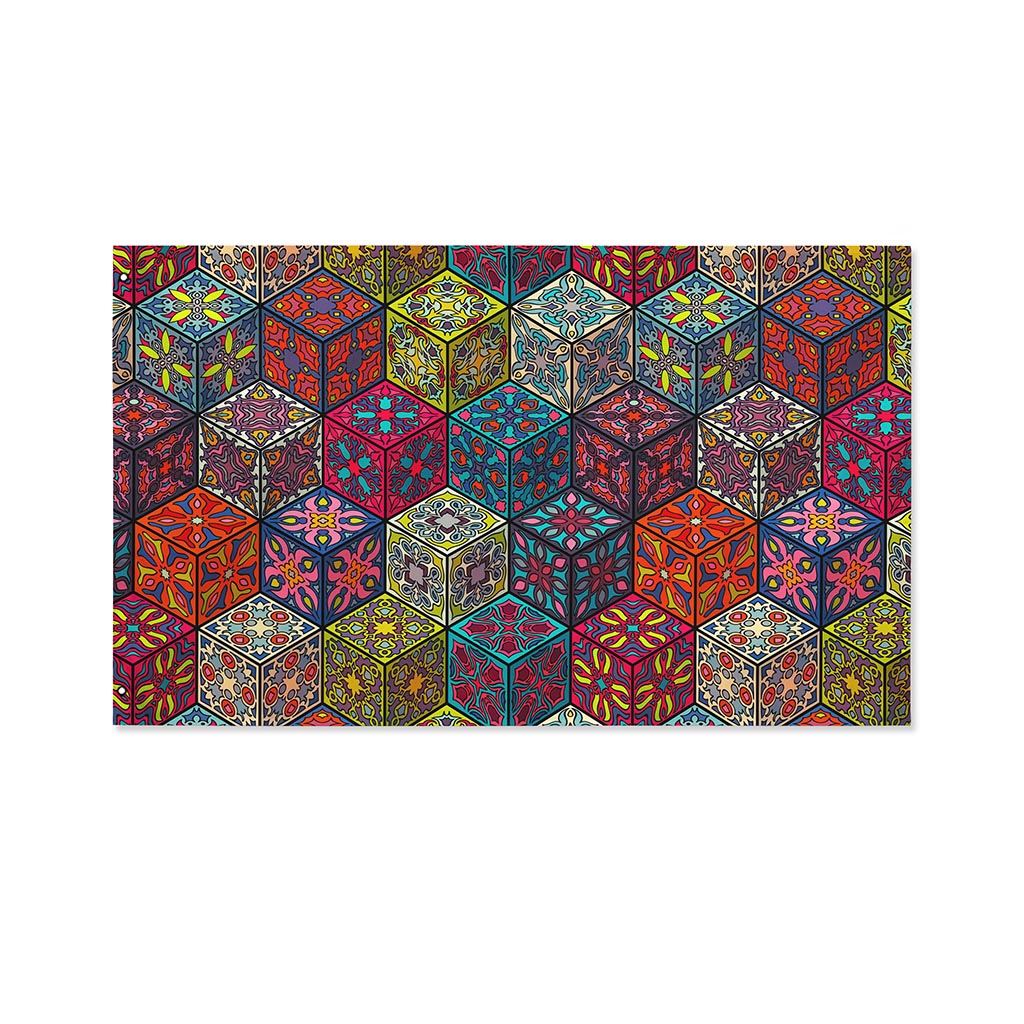 Bohemian Indian Box Pattern Print Polyester Flag