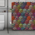 Bohemian Indian Box Pattern Print Polyester Shower Curtain