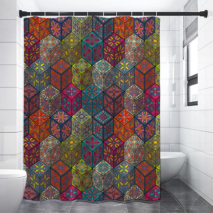 Bohemian Indian Box Pattern Print Premium Shower Curtain
