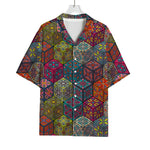 Bohemian Indian Box Pattern Print Rayon Hawaiian Shirt