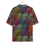 Bohemian Indian Box Pattern Print Rayon Hawaiian Shirt