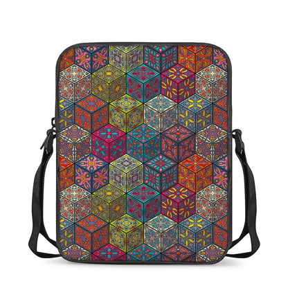 Bohemian Indian Box Pattern Print Rectangular Crossbody Bag