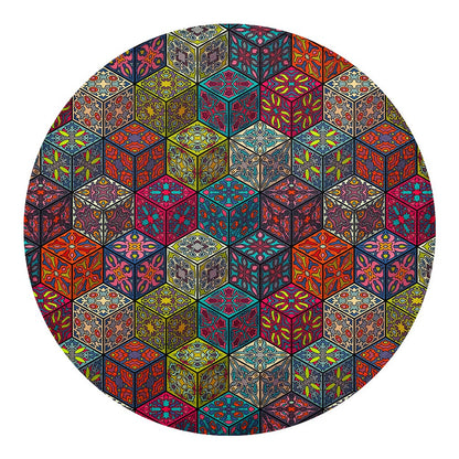 Bohemian Indian Box Pattern Print Round Blanket