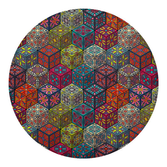 Bohemian Indian Box Pattern Print Round Blanket