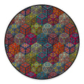 Bohemian Indian Box Pattern Print Round Floor Mat