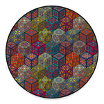 Bohemian Indian Box Pattern Print Round Floor Mat