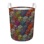 Bohemian Indian Box Pattern Print Round Laundry Basket