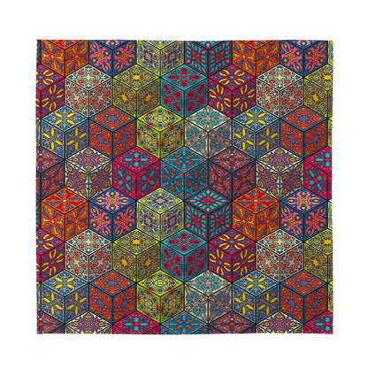 Bohemian Indian Box Pattern Print Silk Bandana