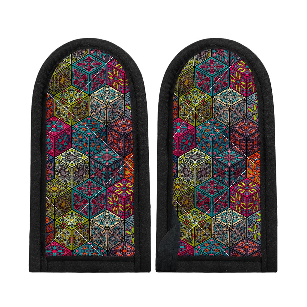 Bohemian Indian Box Pattern Print Skillet Handle Cover