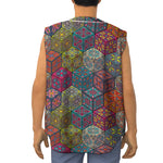 Bohemian Indian Box Pattern Print Sleeveless Baseball Jersey