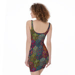 Bohemian Indian Box Pattern Print Sleeveless Bodycon Dress