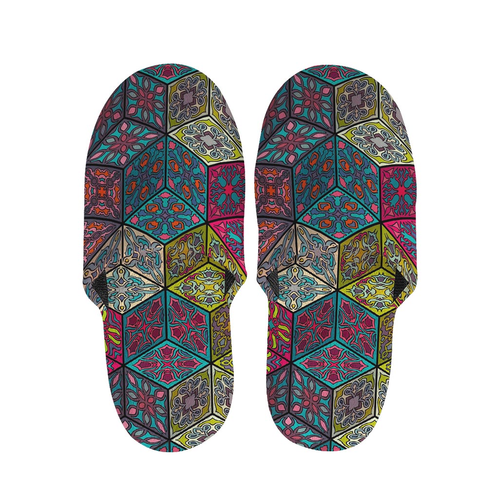 Bohemian Indian Box Pattern Print Slippers