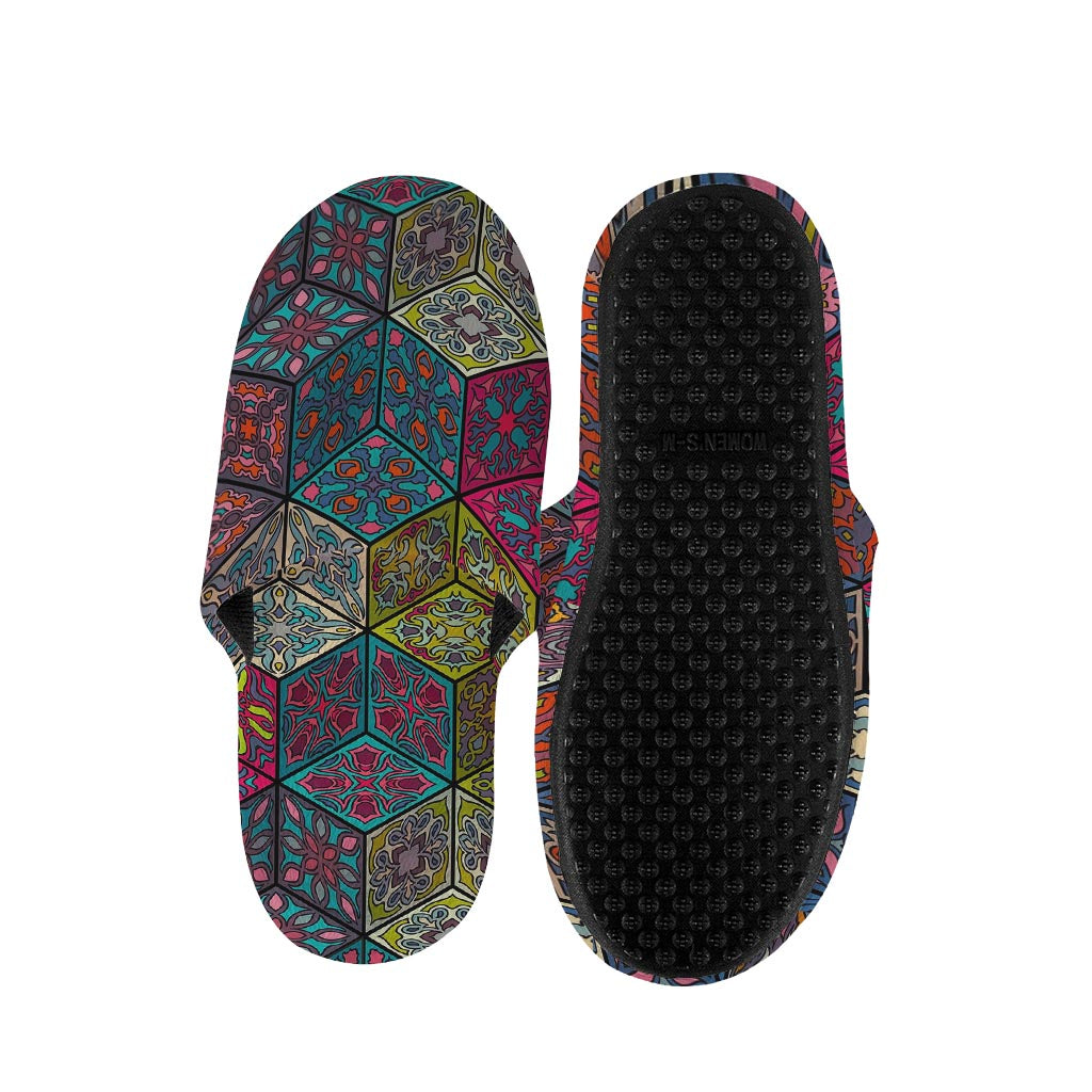 Bohemian Indian Box Pattern Print Slippers