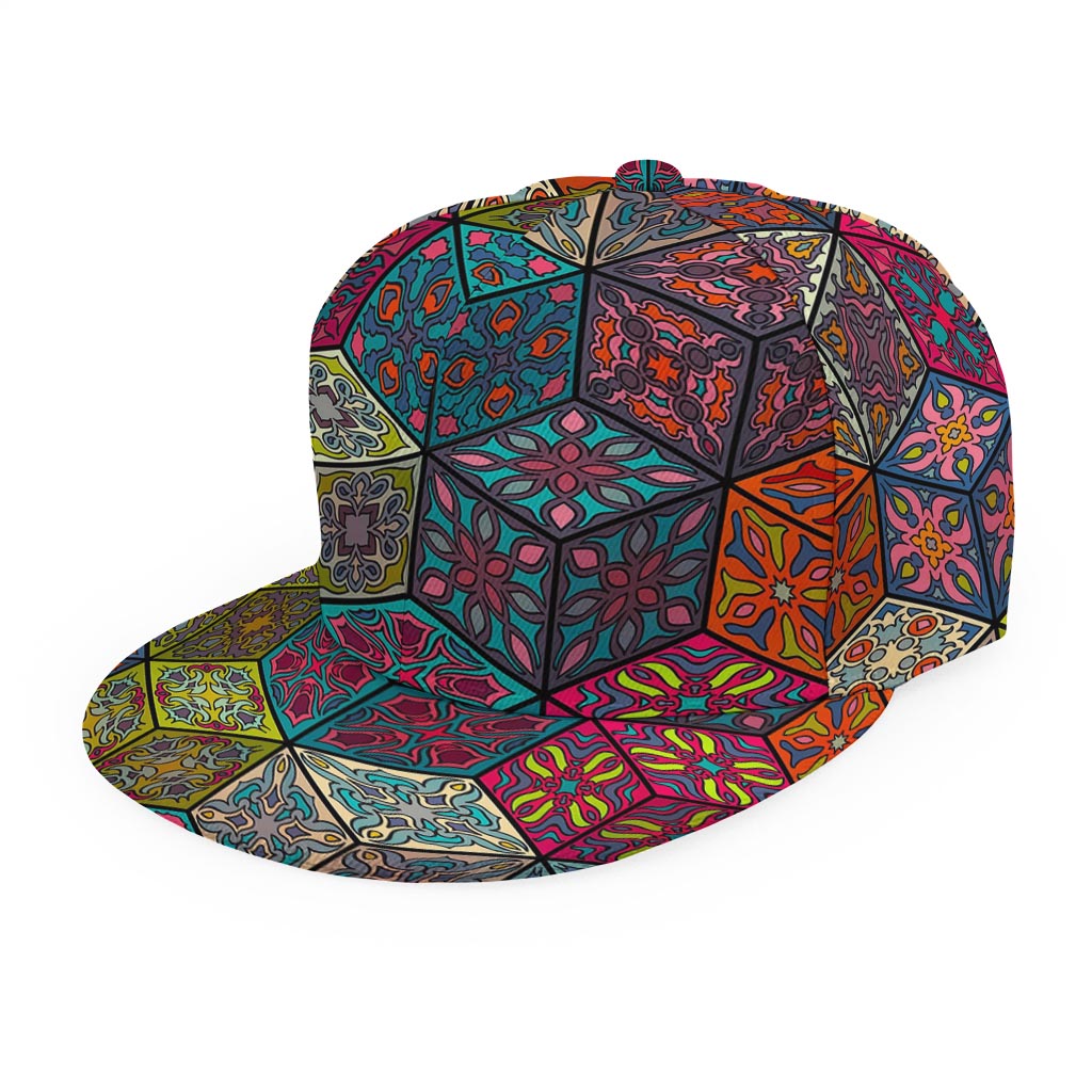 Bohemian Indian Box Pattern Print Snapback Cap