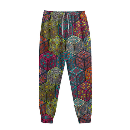 Bohemian Indian Box Pattern Print Sweatpants