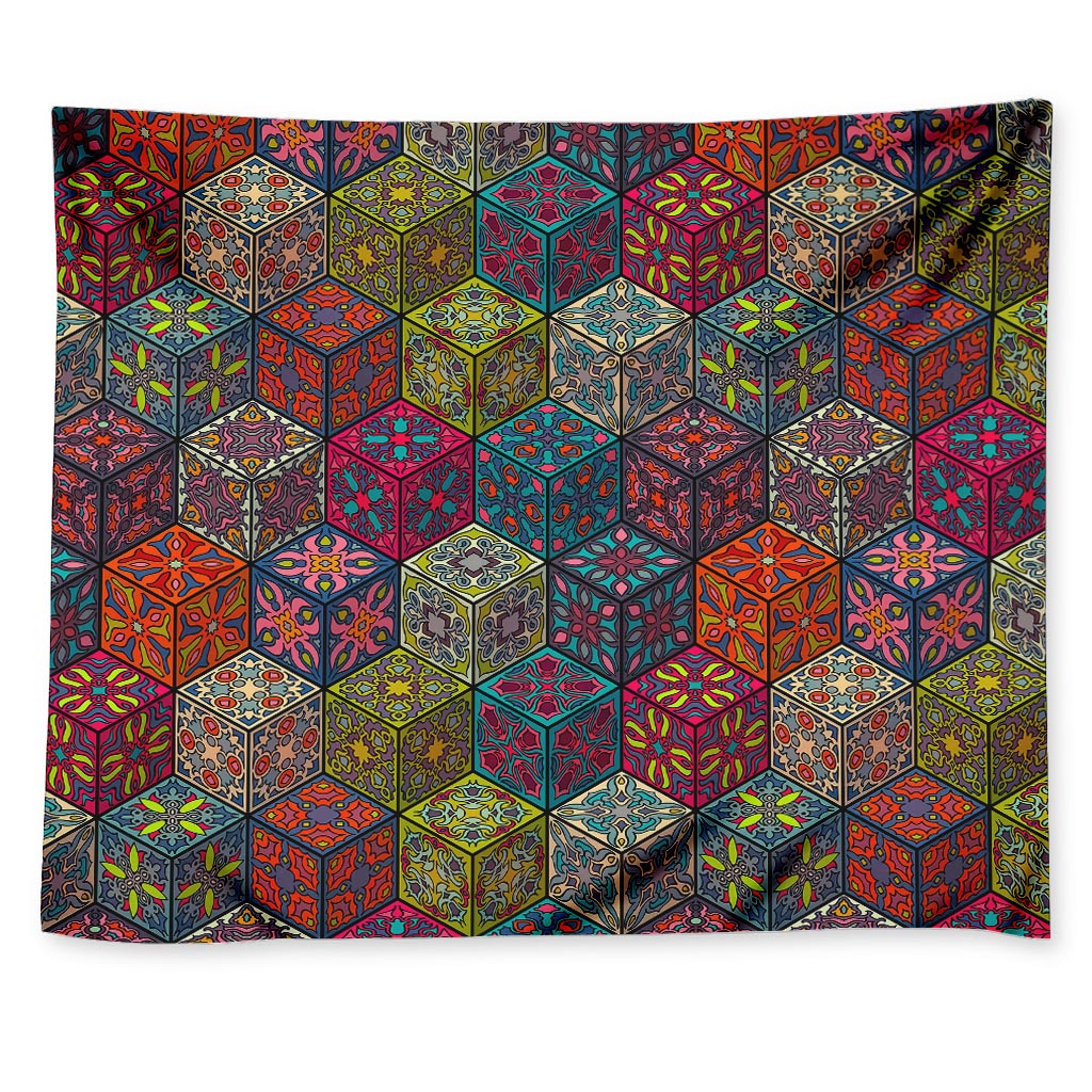 Bohemian Indian Box Pattern Print Tapestry