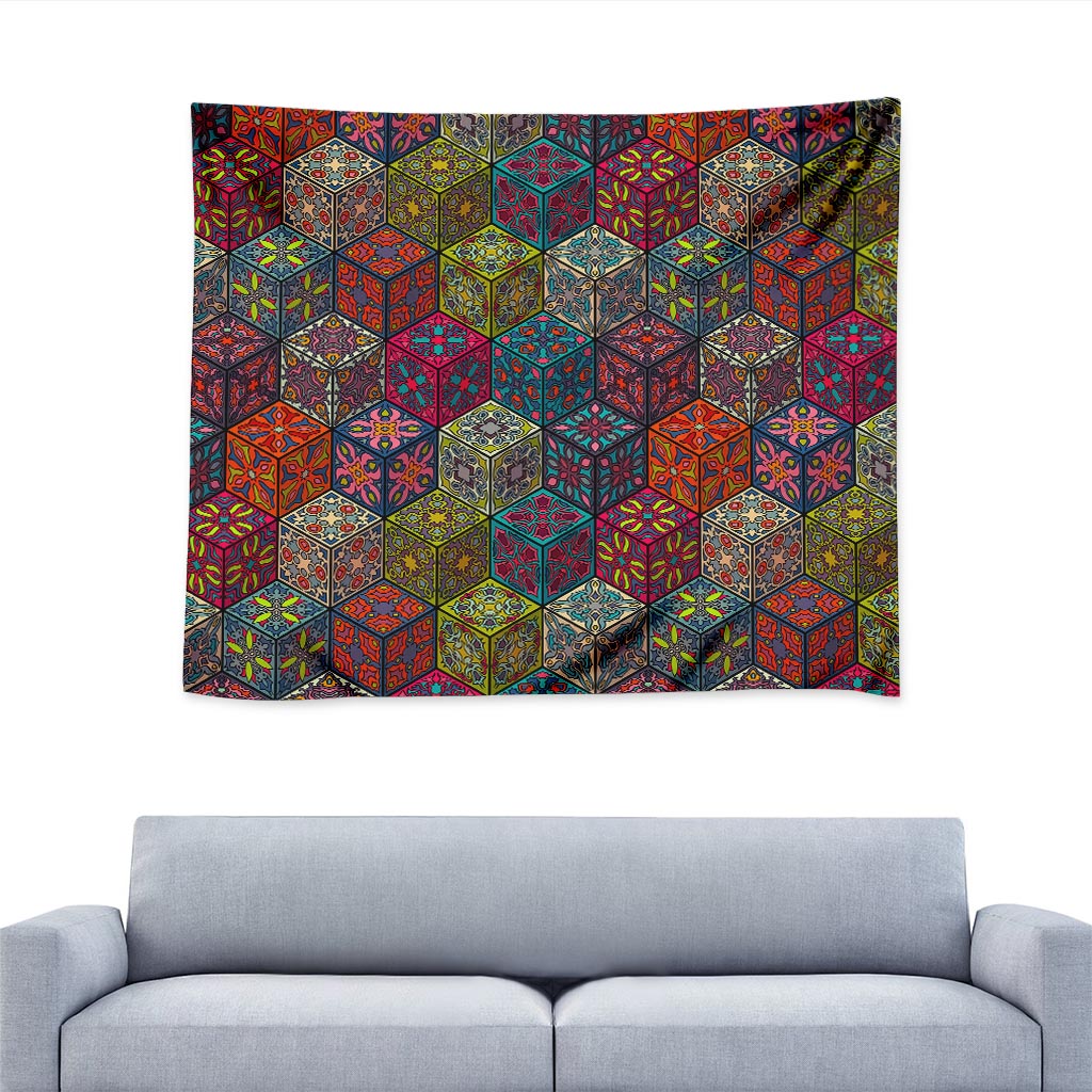 Bohemian Indian Box Pattern Print Tapestry